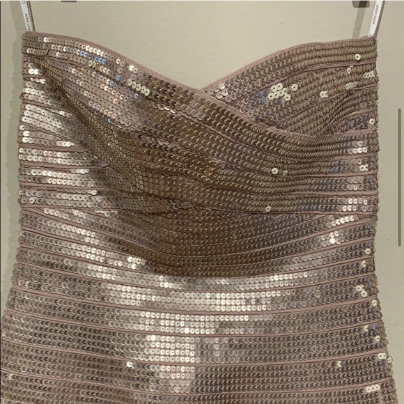 Herve Leger Nazik Sequin Bandage Dress, Bare Combo - Picture 6 of 16